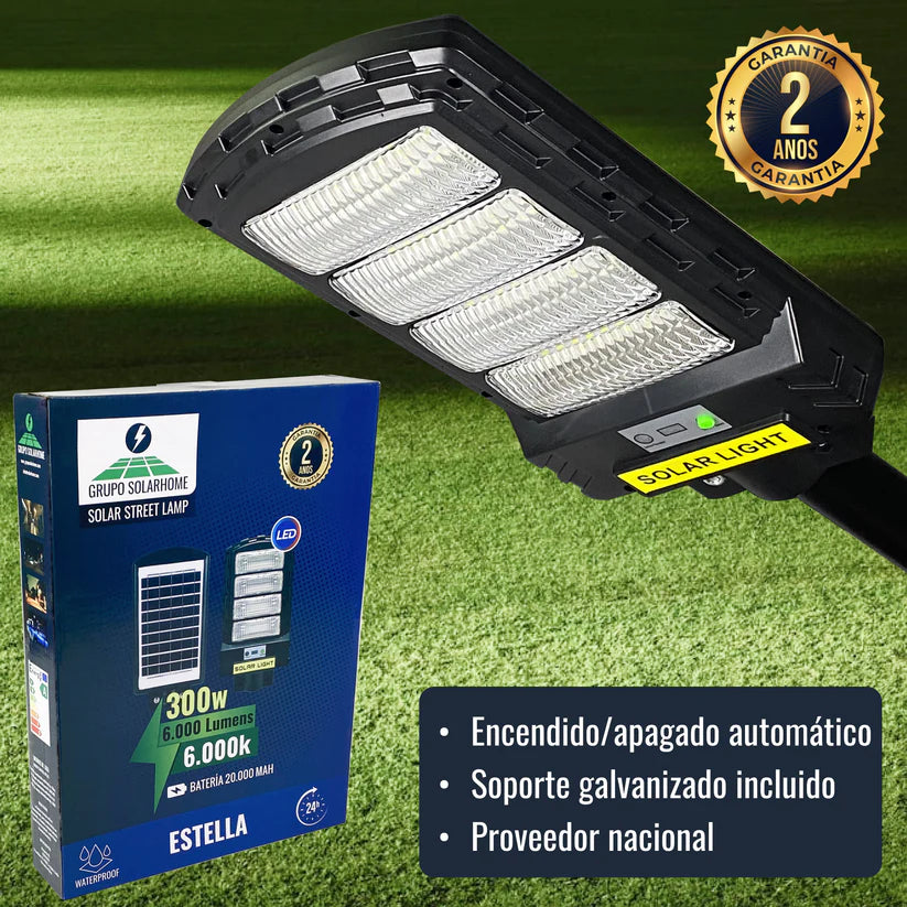 1 + 1 GRATIS | PowerGLOW Profesional™ - La única lampará solar con batería extendida. (Incluye soporte, sensor movimiento, anti-lluvia, 3 modos de luz y mando).