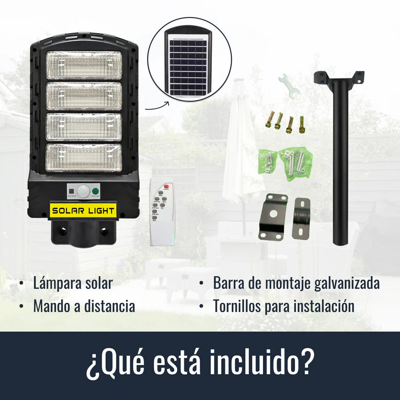 1 + 1 GRATIS | PowerGLOW Profesional™ - La única lampará solar con batería extendida. (Incluye soporte, sensor movimiento, anti-lluvia, 3 modos de luz y mando).