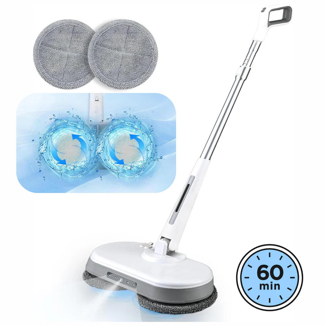 TurboClean 300™ - La única mopa eléctrica del mercado con tecnología turbo para eliminar la suciedad y los pelos 3 veces más rápido. (Hoy incluye 4 recambios GRATIS). tk