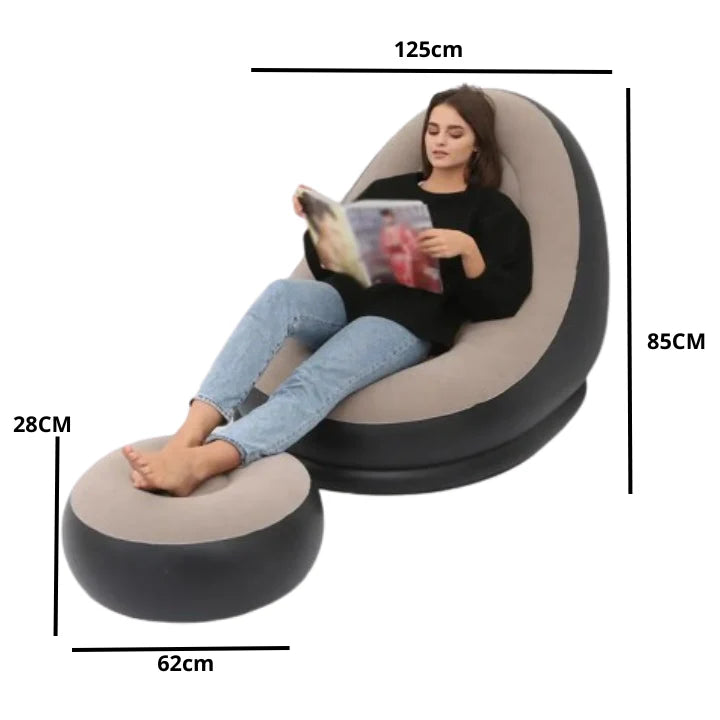 Deluxe DUO™ - El primer sofa hinchable de alta calidad. A prueba contra pinchazos. (Hoy incluye GRATIS inflador + reposapies)