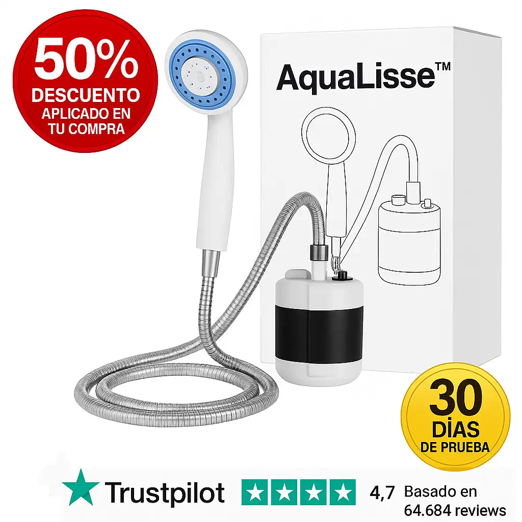 AquaLisse™ – La ducha portátil que te permite bañarte con presión y comodidad donde quieras. (Incluye GRATIS todo los complementos (Valorados en 40 euros).