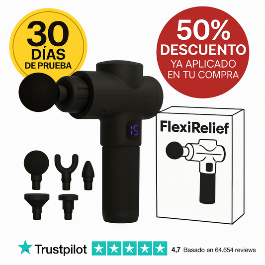 FlexiRelief™ – Alivio muscular profundo en minutos, sin salir de casa (+ Envío Gratis y 4 cabezales incluidos)