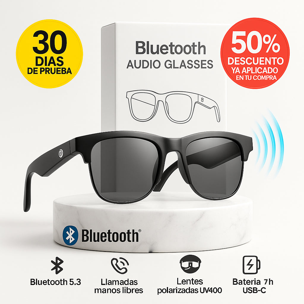 CitySense Glasses™ – Escucha y llama sin taparte los oídos con auriculares, atento y cómodo (Incluye cargador + Protección UV + Envío GRATIS)