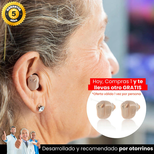1 +1 GRATIS | AUDIFY™ - Vuelve a escuchar como cuando tenias 30 años. (Incluye caja, batería larga duración +3 meses y kit limpieza).